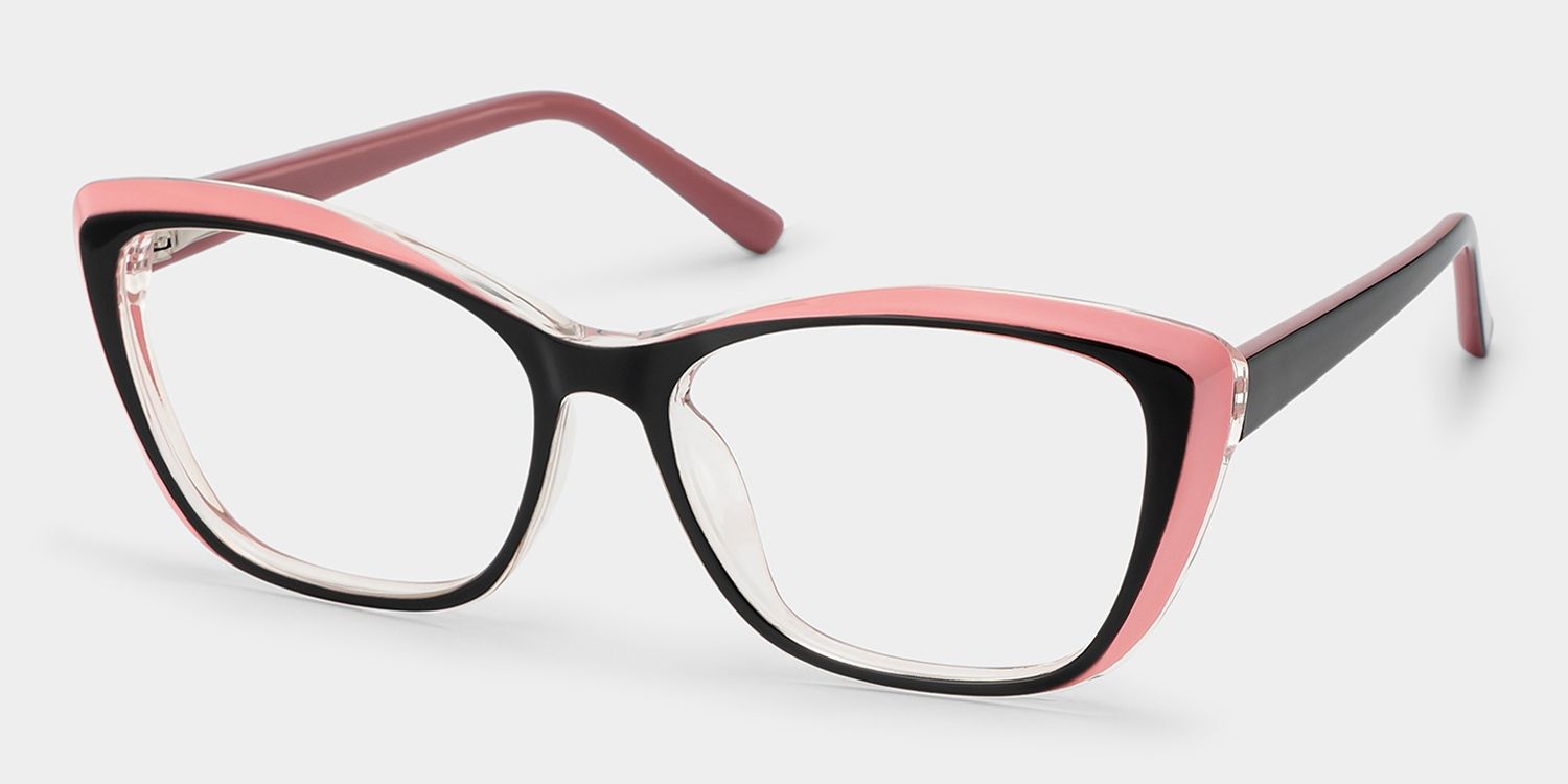 Fidelia Cat Eye Black & Pink Frame Glasses for Women | ZEELOOL3