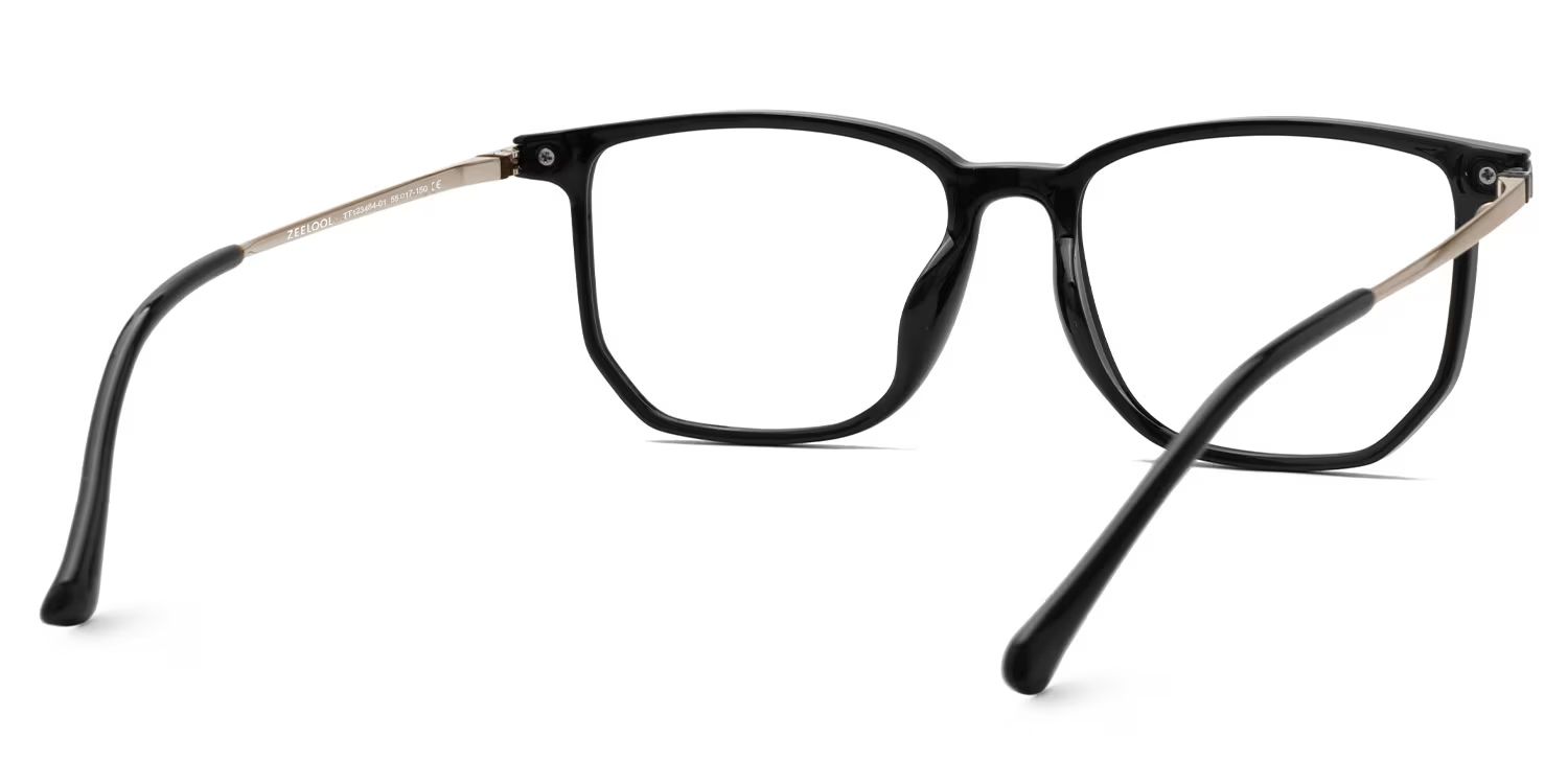 Fezell Square Black Eyeglasses and Thin Wide Frames5