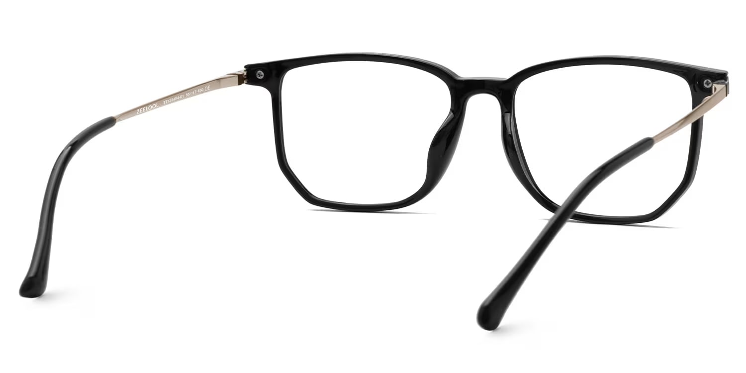 Fezell Square Black Eyeglasses and Thin Wide Frames5