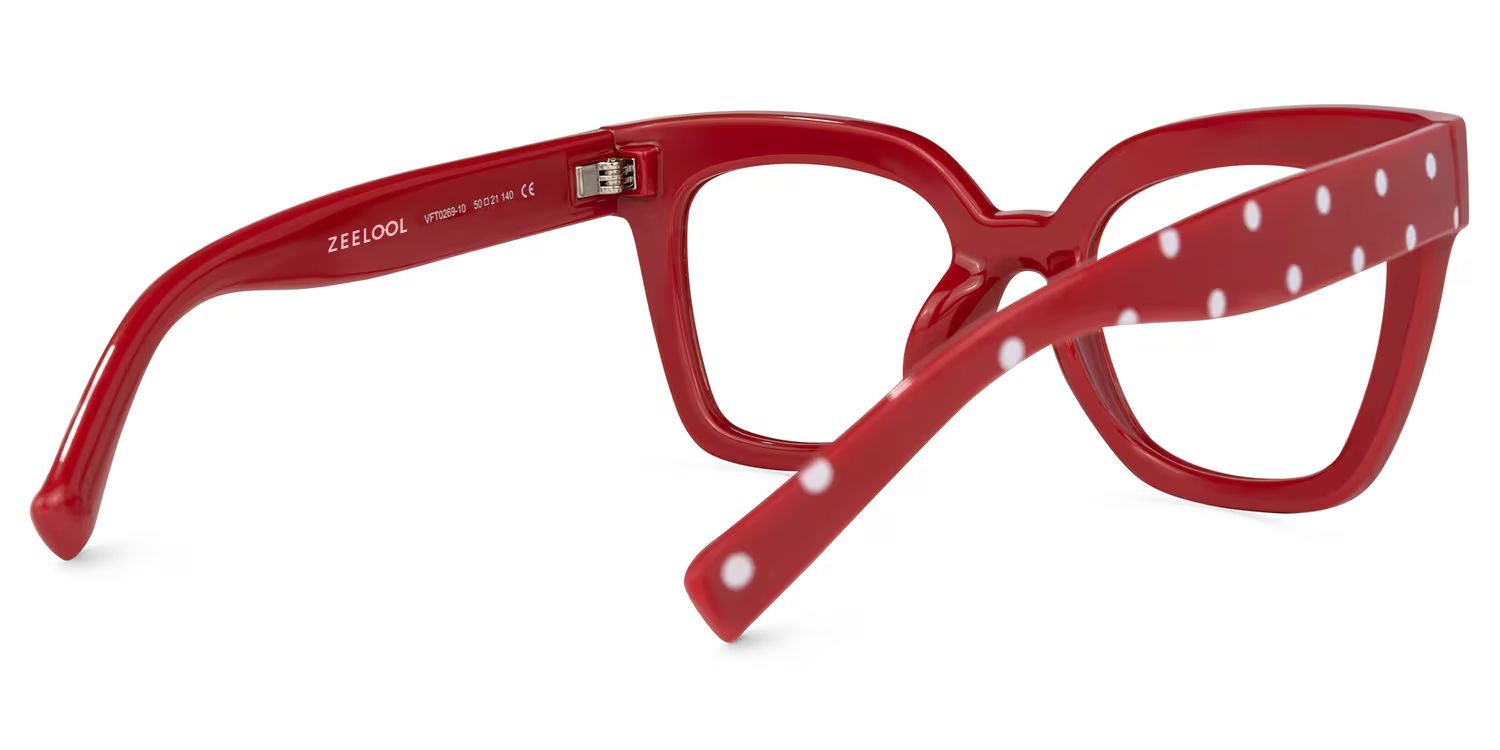 Malcolm Square Red Polka Dot Frame Gglasses | Zeelool3