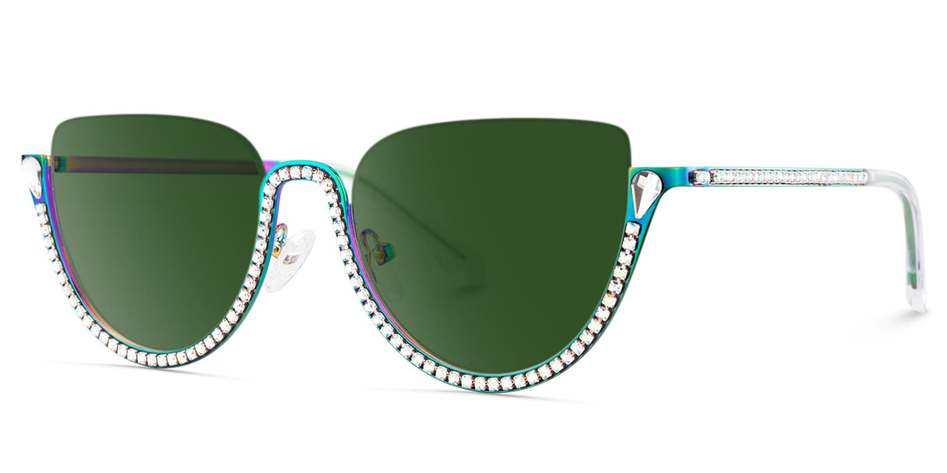 Half Frame Cat Eye Glasses With Shiny Diamonds2