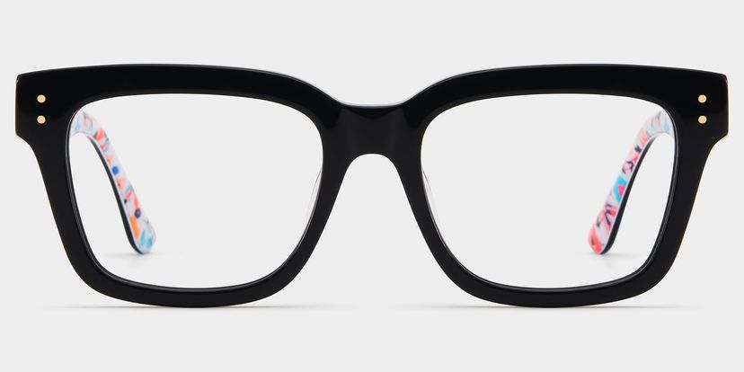Zinnia Rectangle Black Glasses