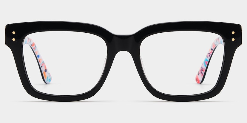 Zinnia Rectangle Black Glasses
