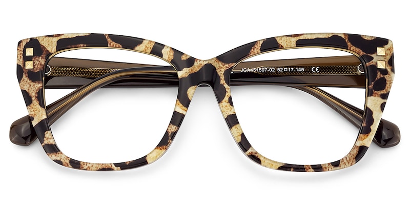 Tessia Square Brown Leopard Glasses