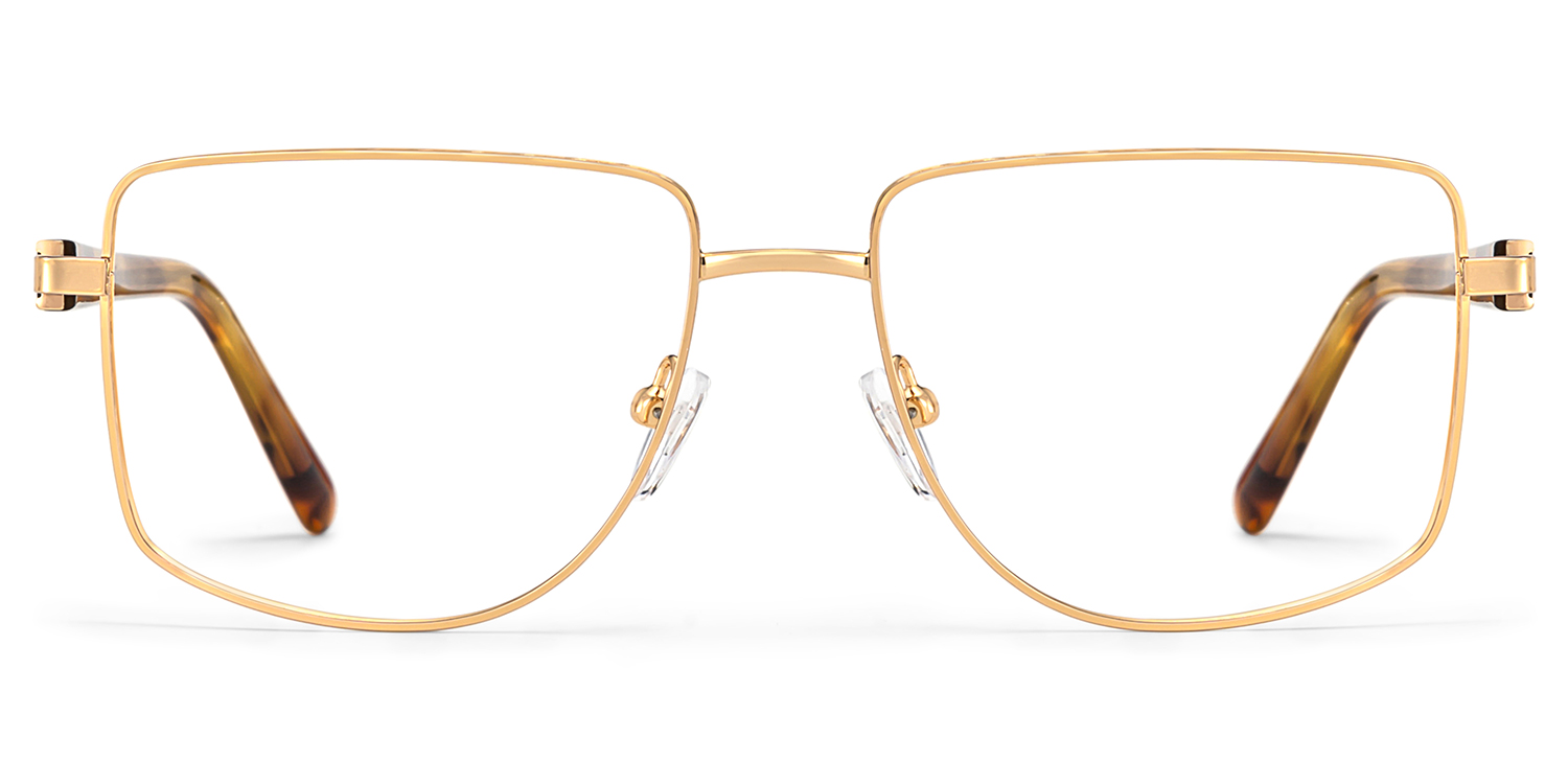 Geometric Gold yellow Eyeglasses- Felicity Metal Frame Glasses