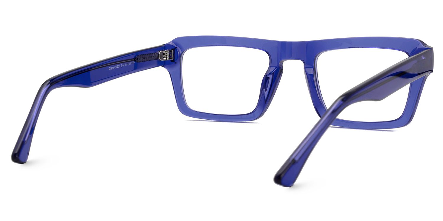 Tarloh Rectangle Translucent Blue Frame Glasses for Men3