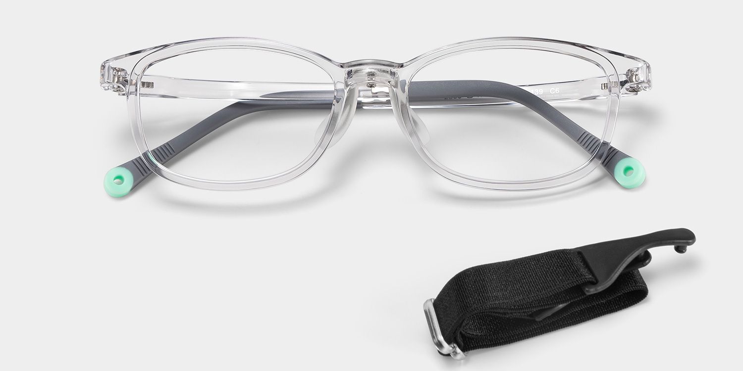 Luca Rectangle Clear Gray Frame Eyeglasses for Pre-tweens1