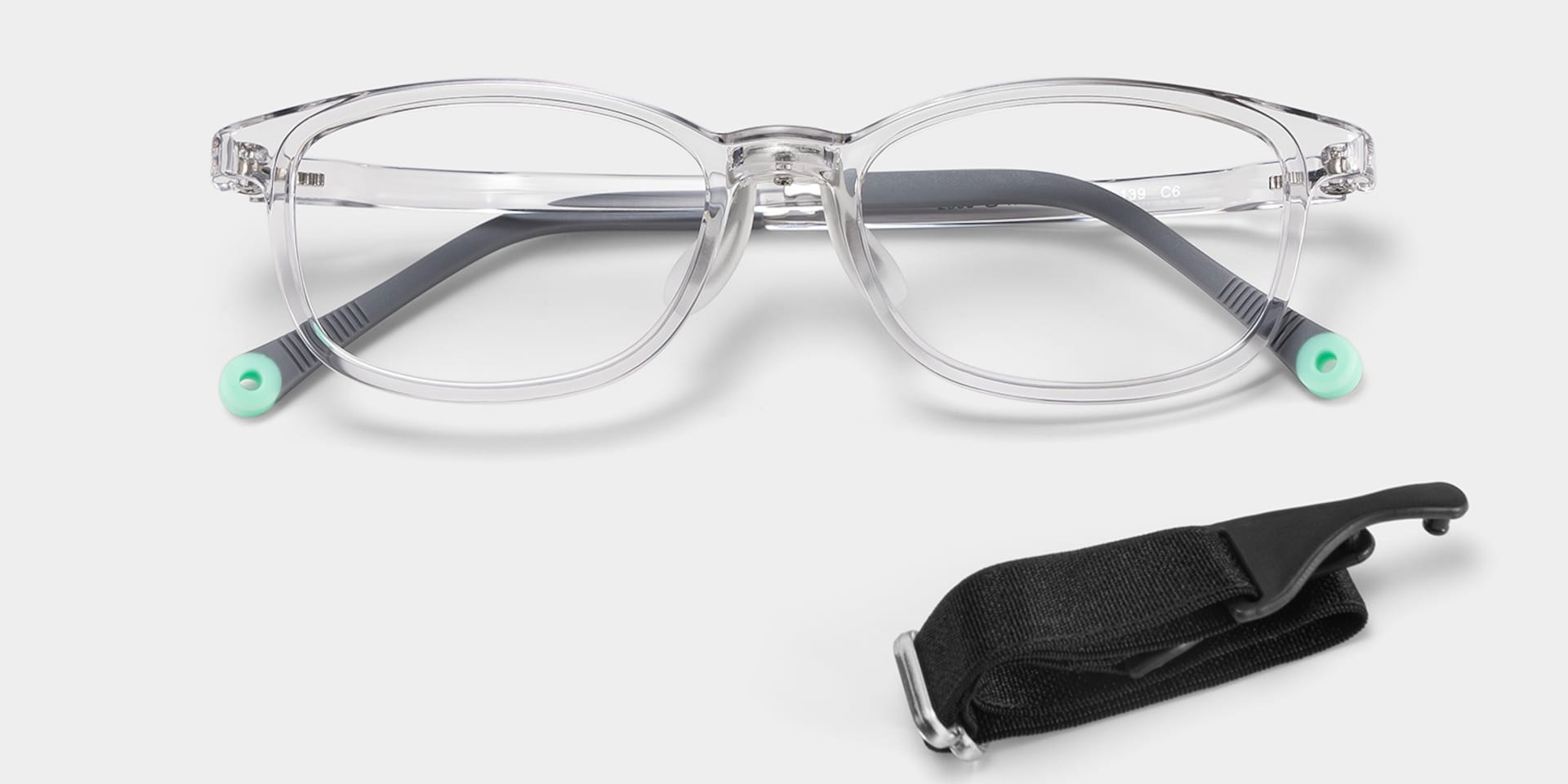Luca Rectangle Crystal Gray Frame Eyeglasses for Pre-tweens1