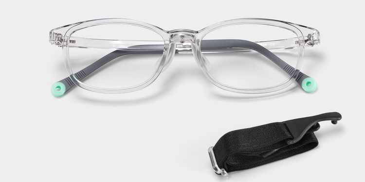 Luca Rectangle Clear Gray Glasses