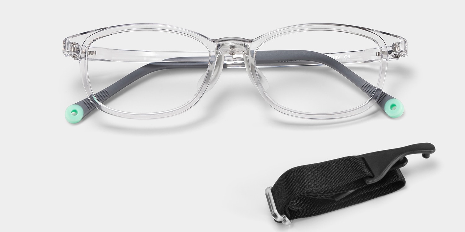 Luca Rectangle Crystal Gray Glasses