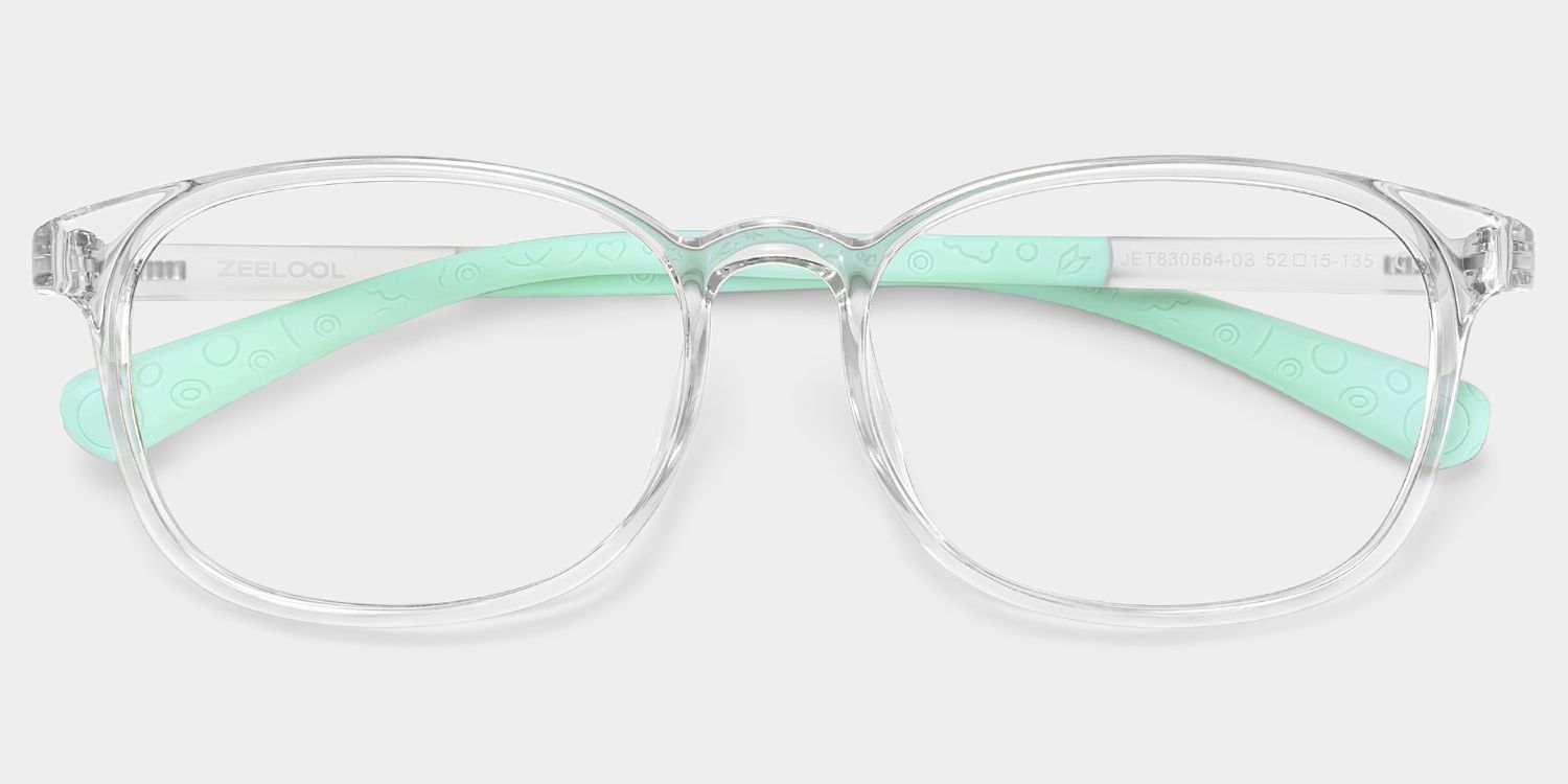 Kids Rectangle Clear Green Amaker Frame Glasses | Zeelool1