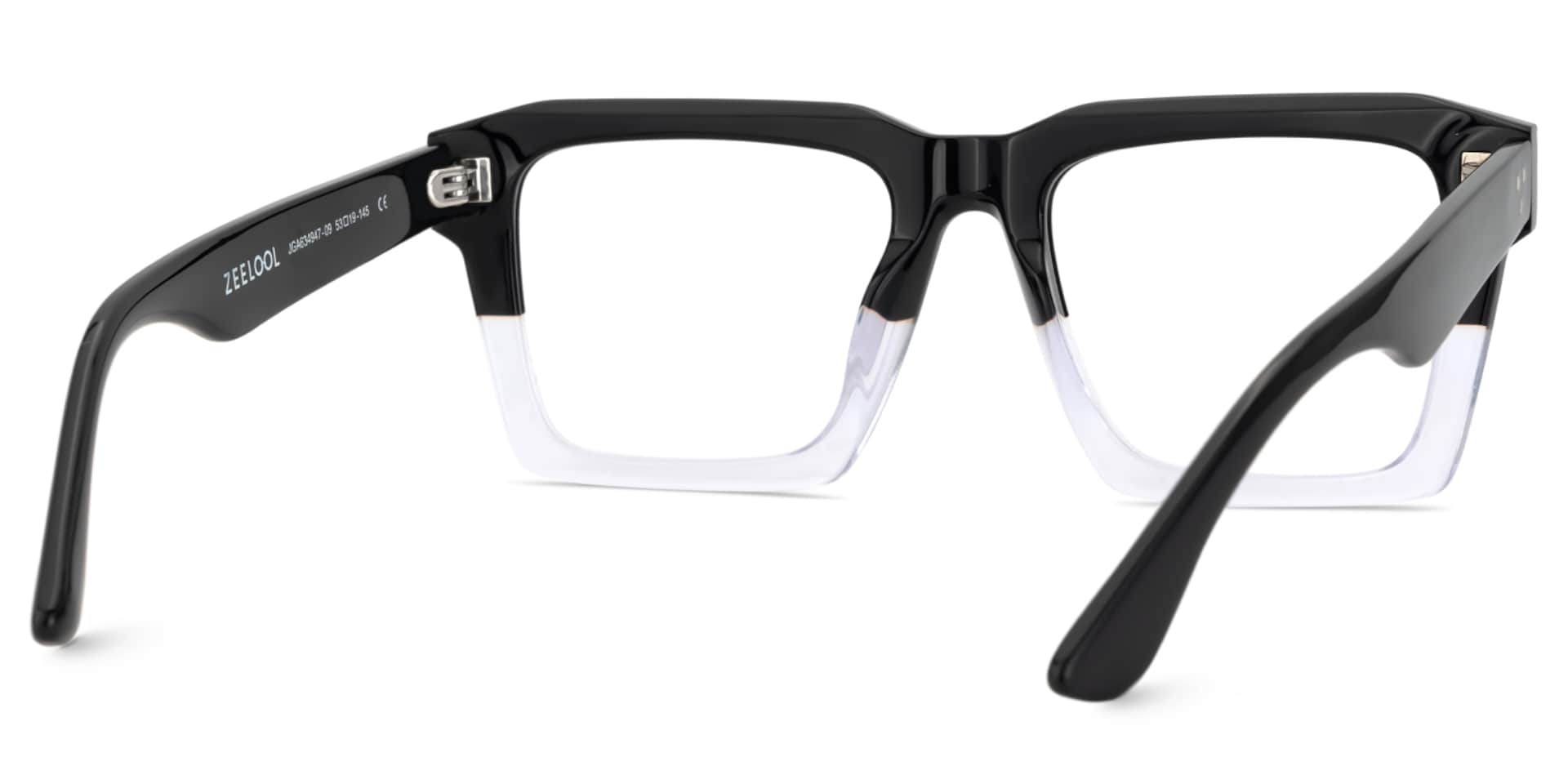 Large Square Prescription Glasses With Black And Crystal Color6