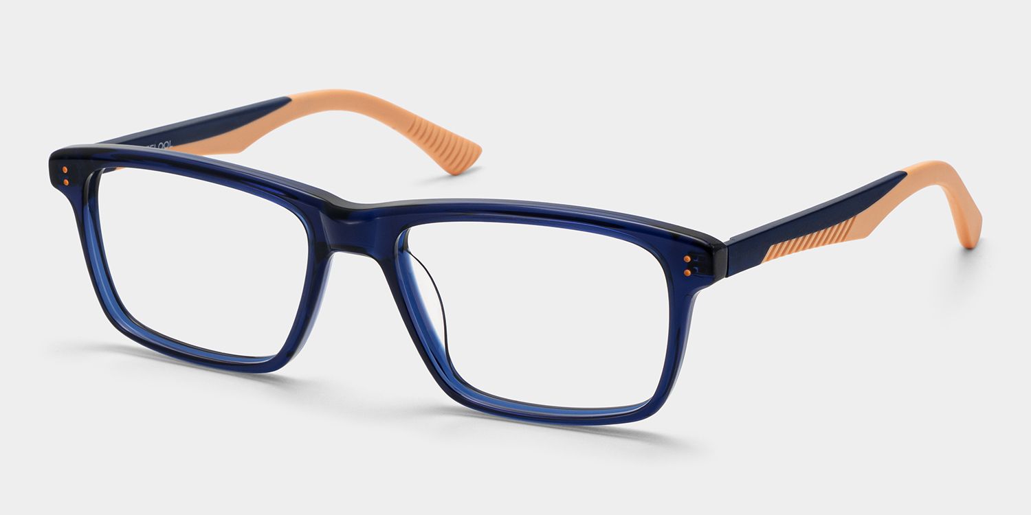 Bastian Blue Rectangle Mixed Frame Glasses for Men | ZEELOOL2
