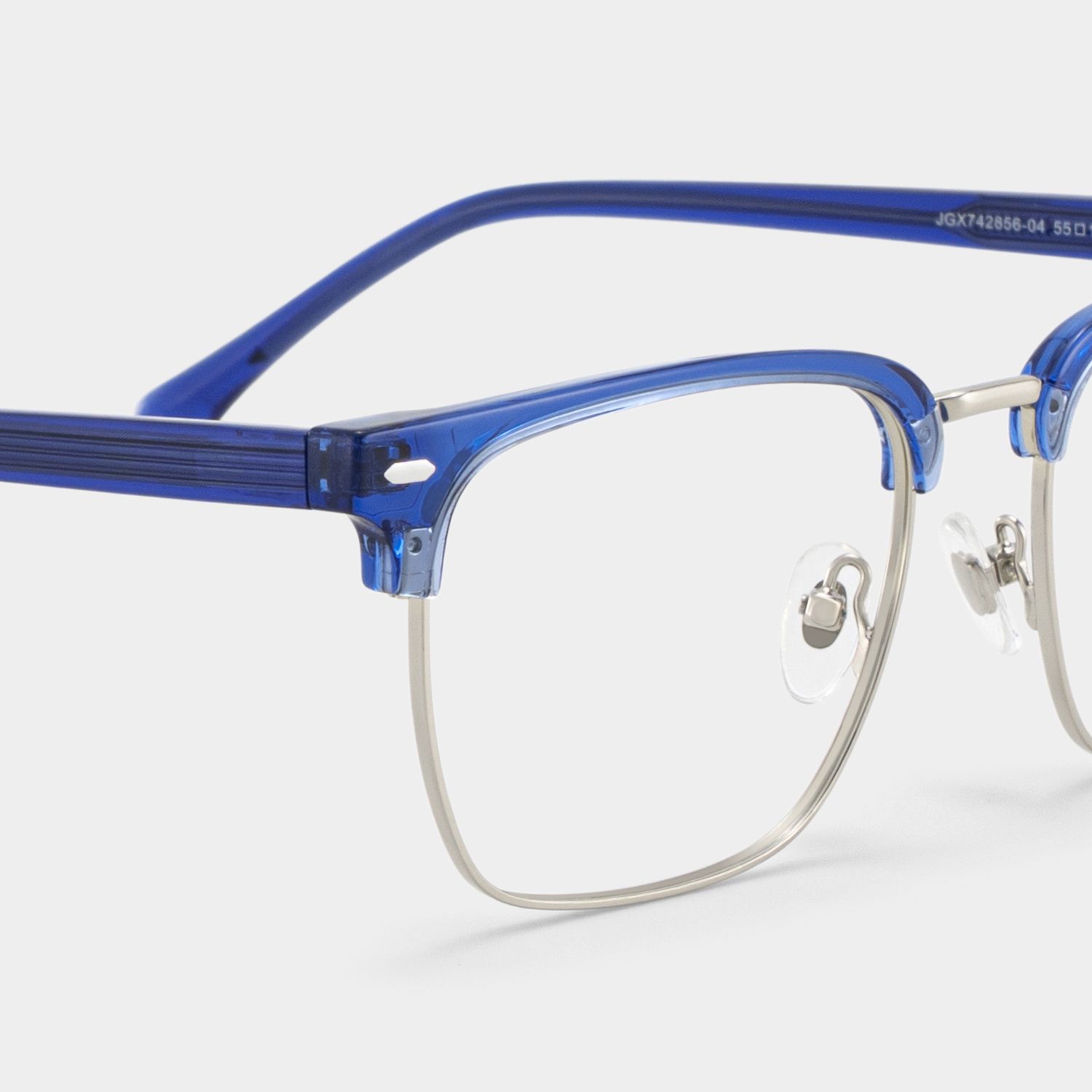 Braidsby Blue Browline Mixed Frame Glasses for Men | ZEELOOL5