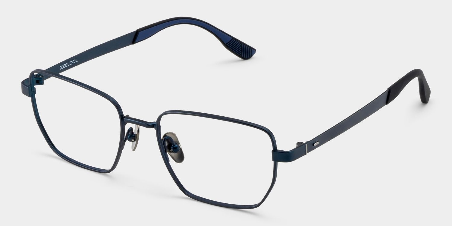Jameson Blue Frame Prescription Glasses with Geometric Shape | ZEELOOL5