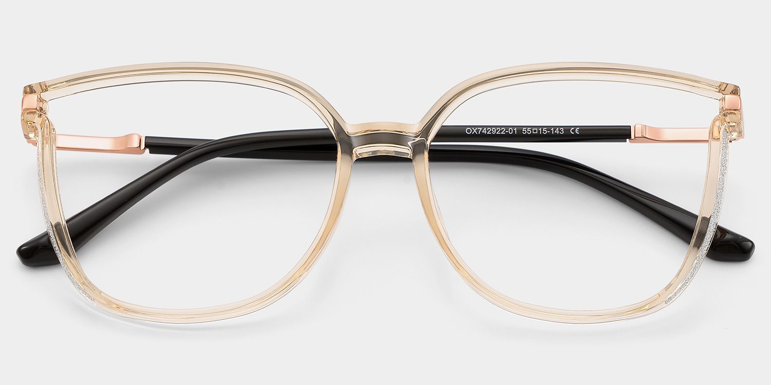 Annalisa Square Beige Thin Frame Glasses | Zeelool