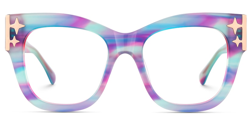 Minfia Square Blue Purple Glasses