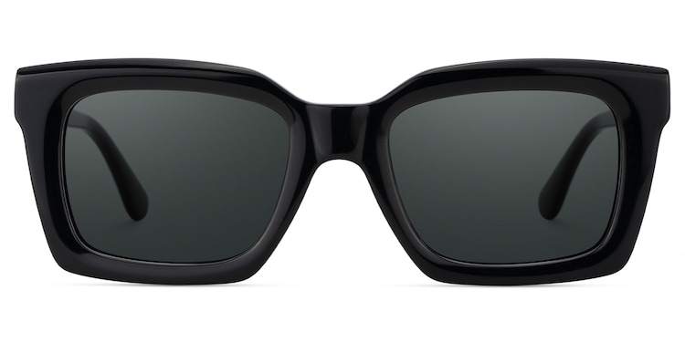 Solana Rectangle Black Polarized Sunglasses