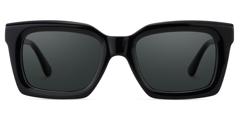 Solana Black Rectangle Sunglasses