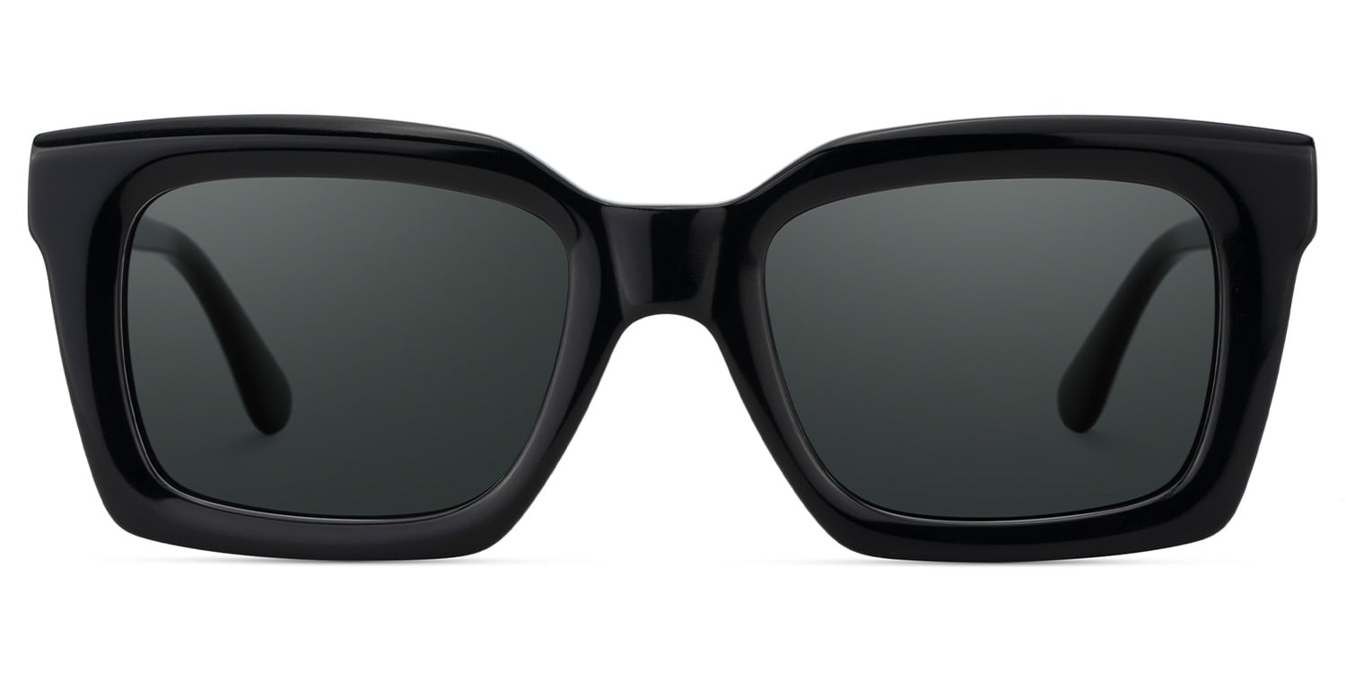 Solana Rectangle Black Polarized Sunglasses