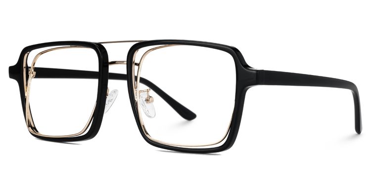 Nellie Aviator Black-Gold Glasses