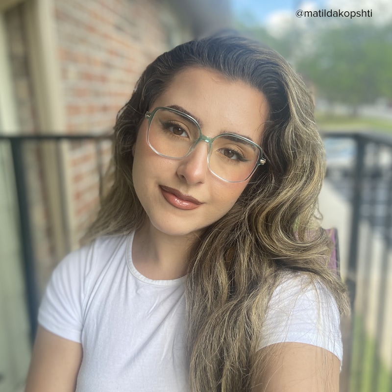 Payton Green Geometric Frame Glasses | Zeelool13