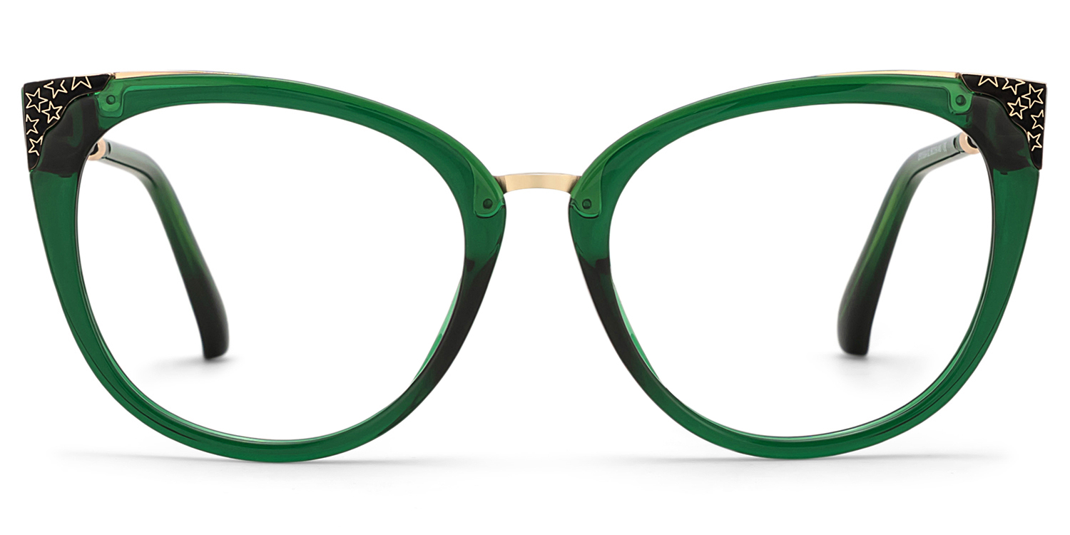 Dalton Cat Eye Dark Green Frame Glasses | Zeelool