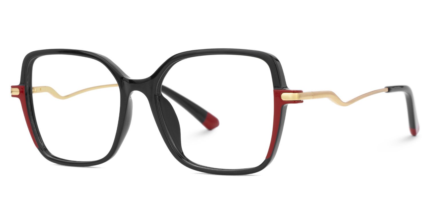 Rendon thin black eyeglass frames in Square Design | Zeelool1