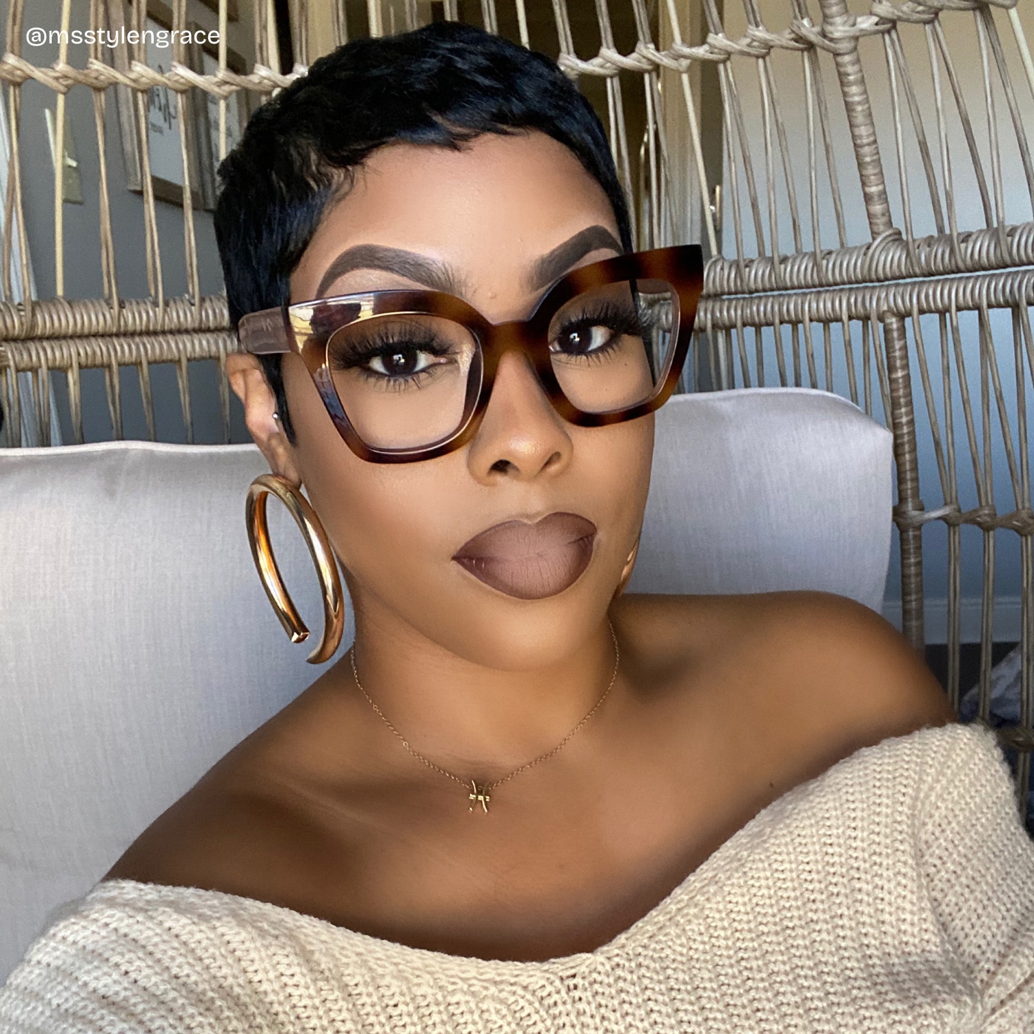 unnumber unicorn & styling ペプラム Malcolm Square Burnt Umber Frame Glasses | Zeelool