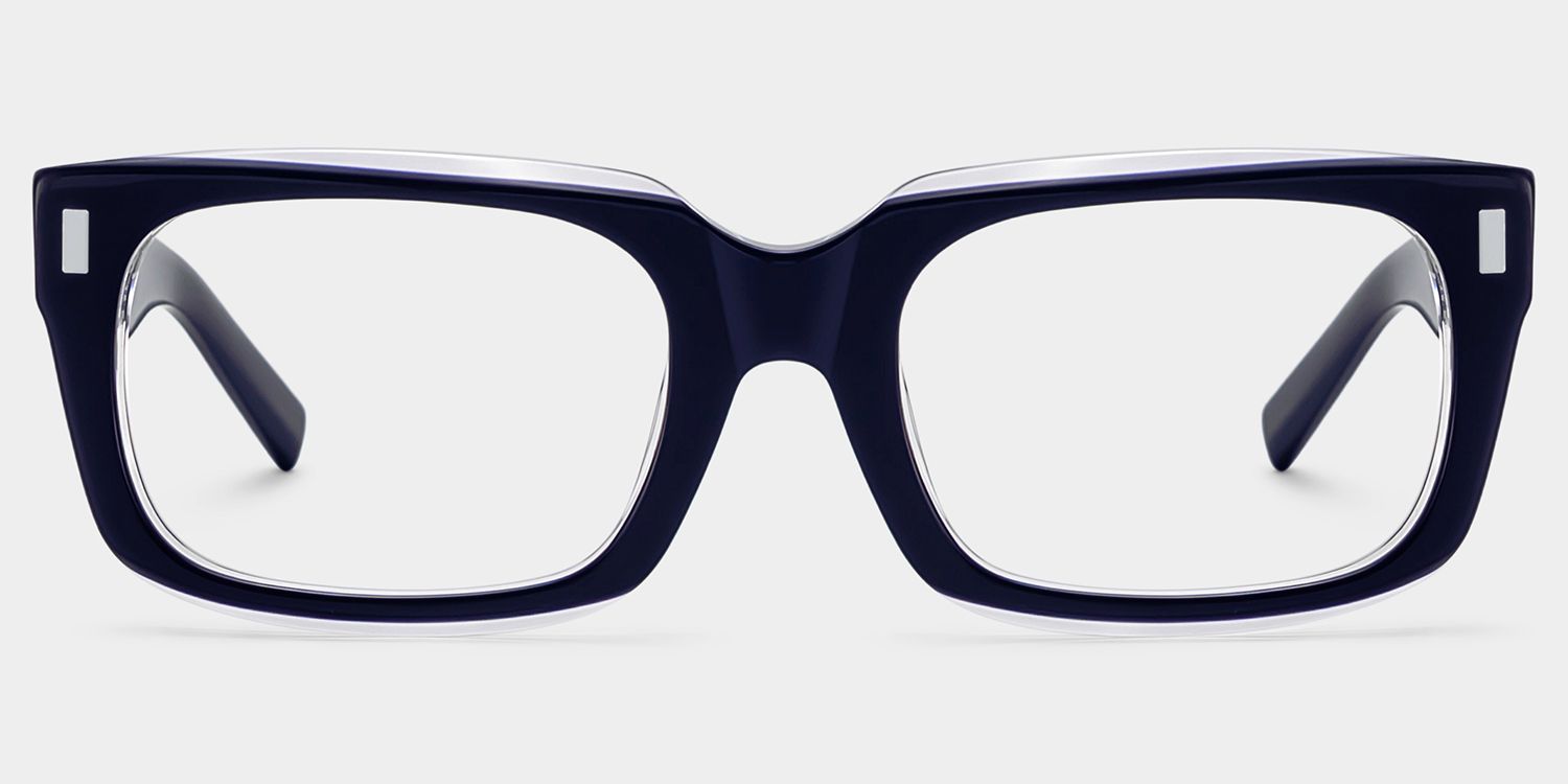 Fayssel Blue Rectangle Acetate Frame Glasses for Men | ZEELOOL0