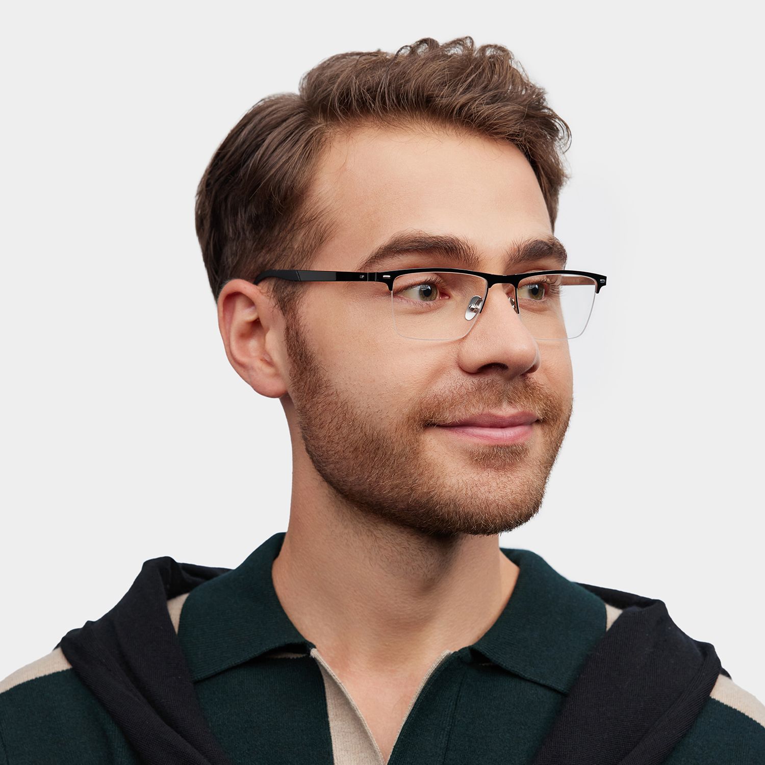 アイブロウ A Browline Black Eyeglasses- Brock Titanium Frame Glasses