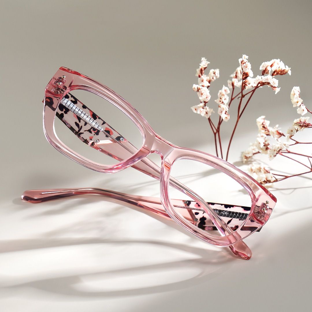 Skylar Clear Pink Frame Glasses with Butterfly Frame Online | ZEELOOL3