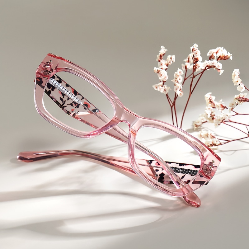 ZEELOOL Skylar Butterfly Crystal Pink Glasses