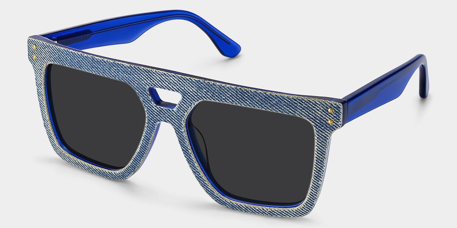 Rubin Square Style Denim Blue Frame Sunglasses | ZEELOOL2