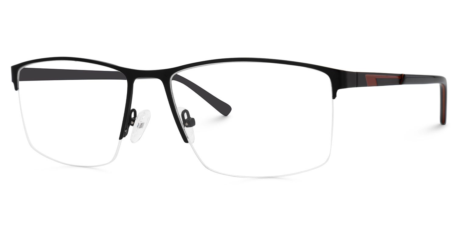 Graniela Rectangle Black Half Frame Glasses for Men | ZEELOOL2