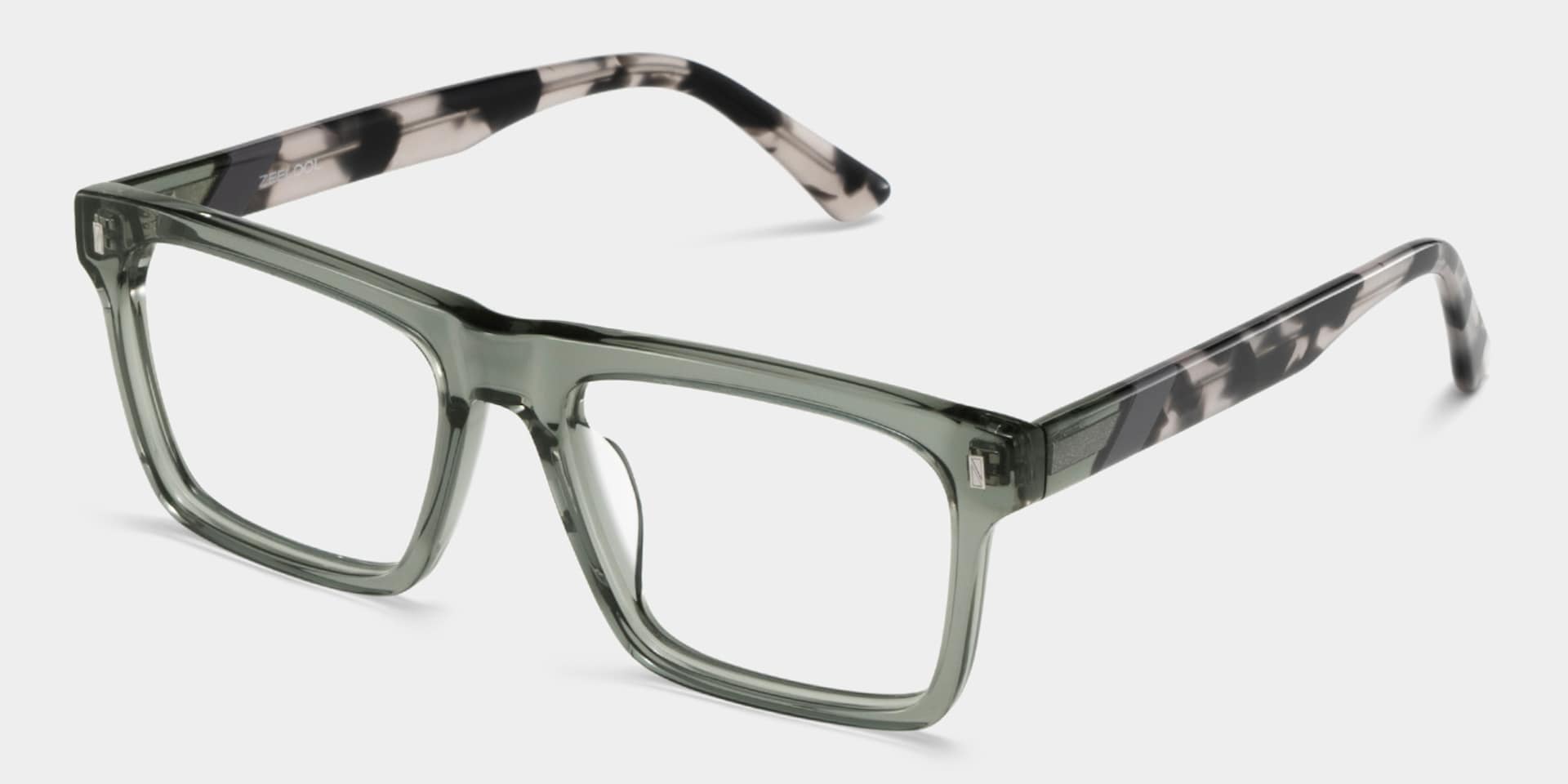 Rectangle Gray Green Eyeglasses- Henry Acetate Frame Glasses3