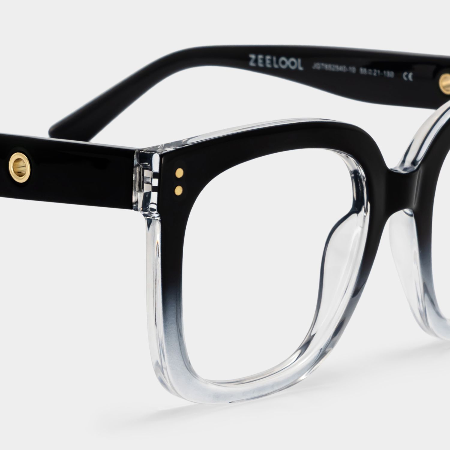 Ebony Square Black and Clear Frame Glasses | ZEELOOL5