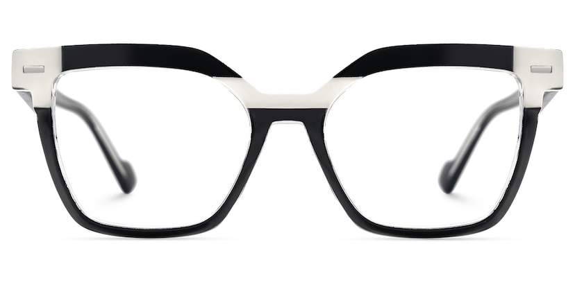 Pinette Square Black White Glasses