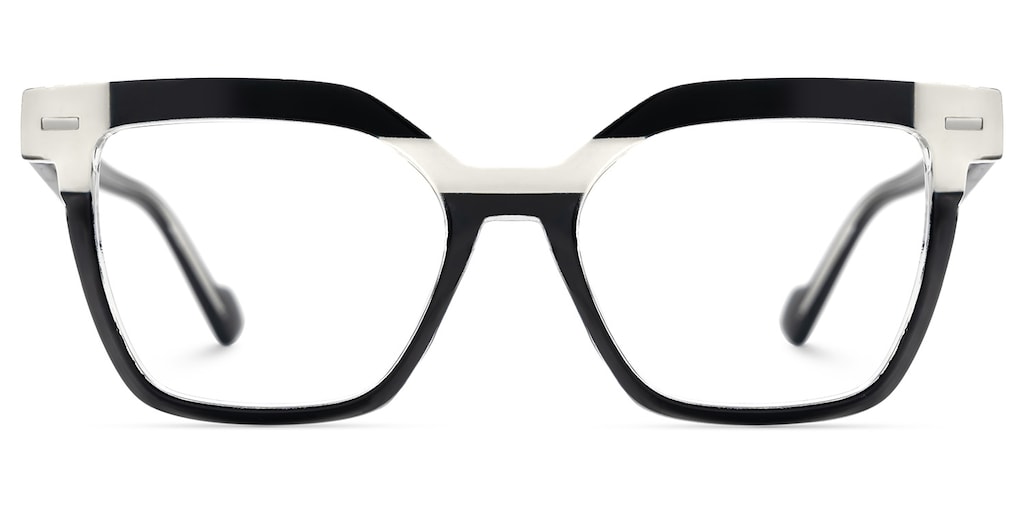 Pinette Square Black White Glasses