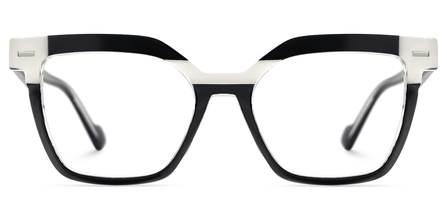 Pinette Square Black White Glasses