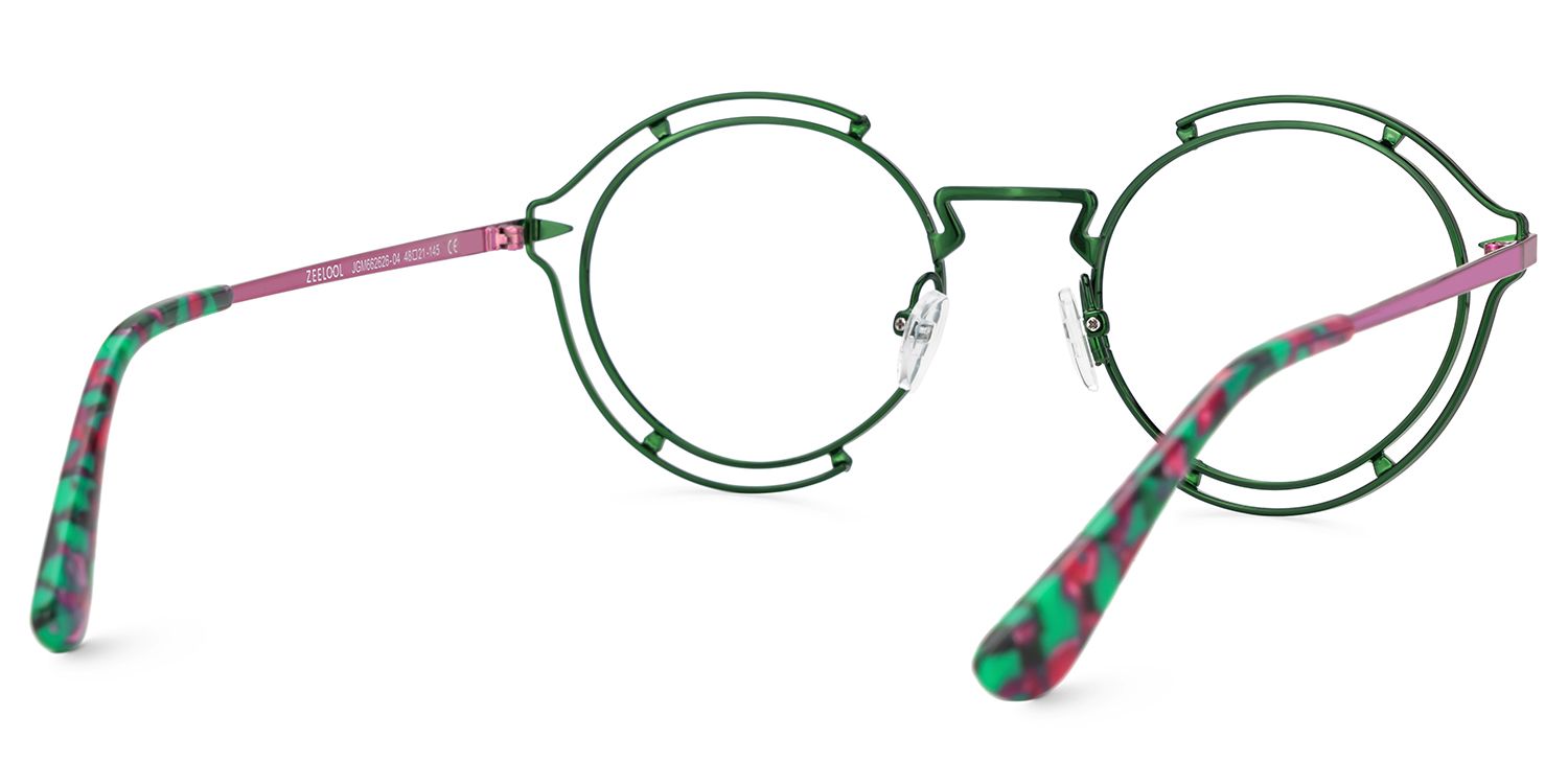 Round Green Eyeglasses With Metal Material4