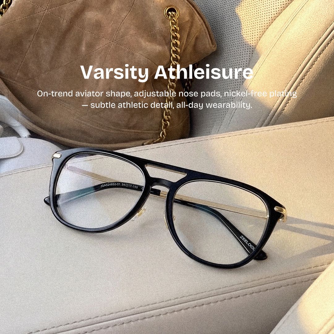 Isabelle Black Aviator glasses | Varsity Athleisure Stripe0