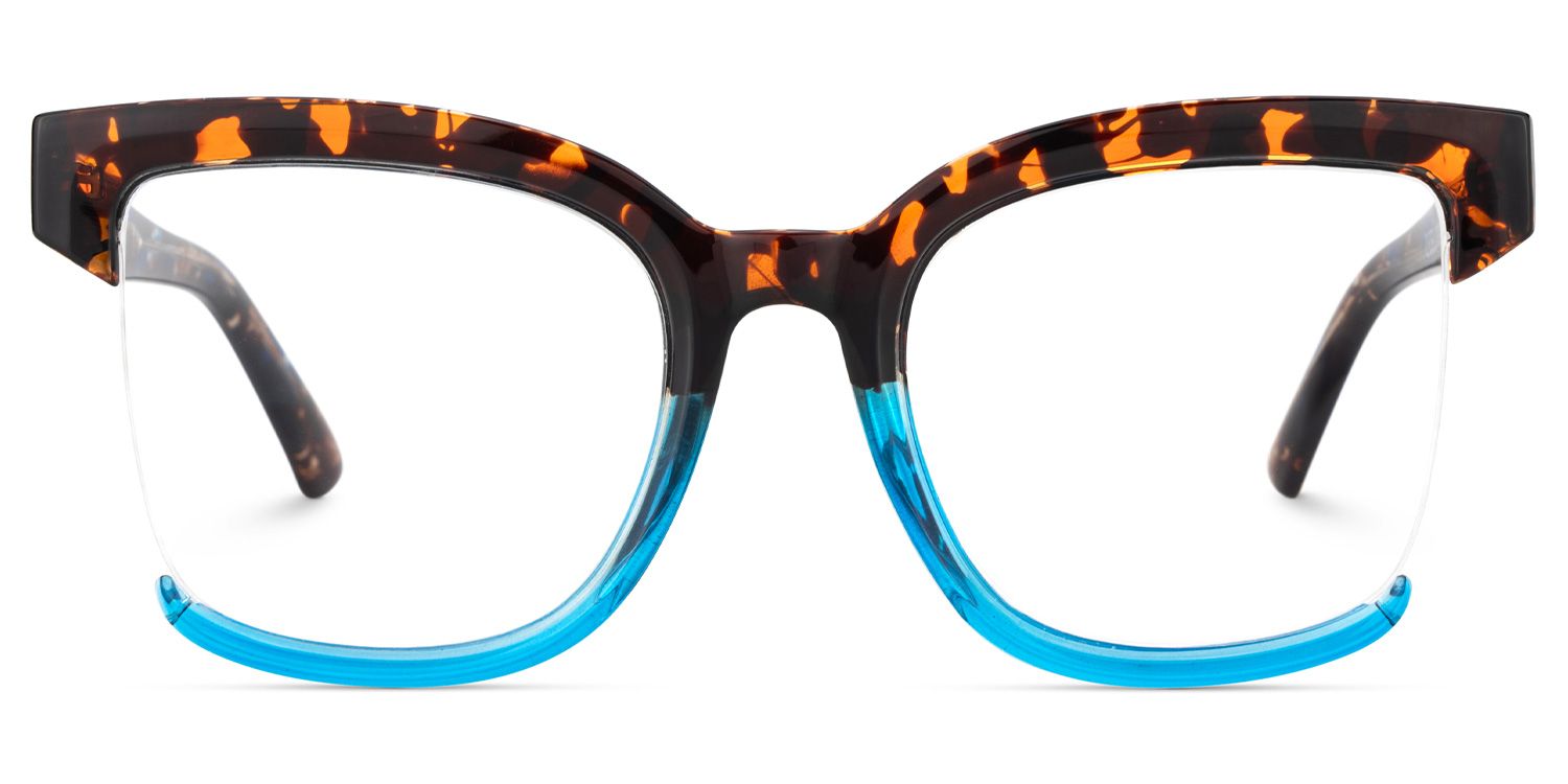 Cadogan Blue-tortoise Square Prescription Glasses | Zeelool1