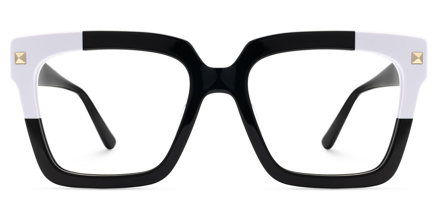 Glendalis Square Black and White Frames for Glasses  | Zeelool0