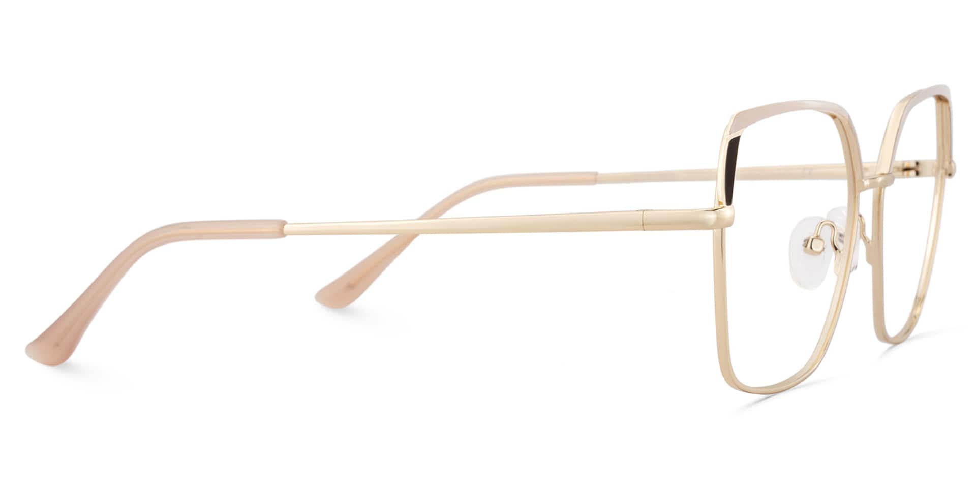 Shayla Metal Square Pink Brown Frame Glasses | Zeelool4