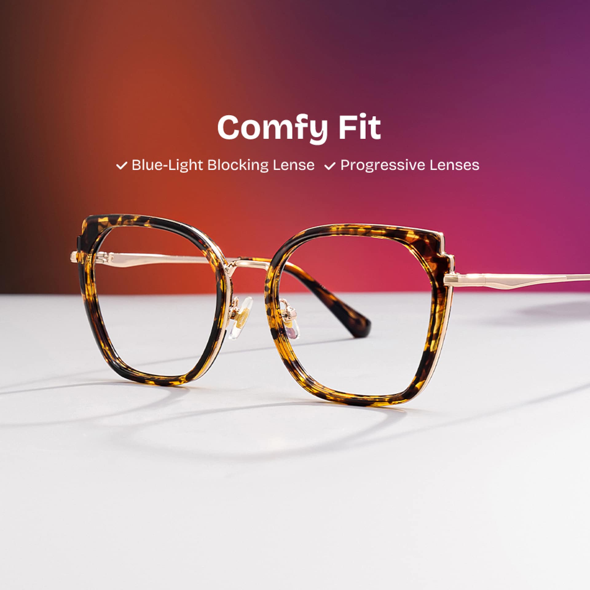 Tortoise Metal Frame Glasses With Wide Size For Women0