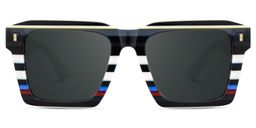Kenish Black White Square Sunglasses0