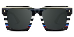 Kenish Square Black White Glasses0