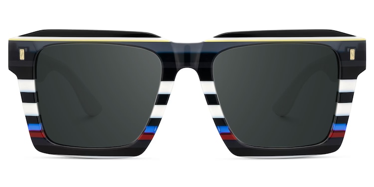 Kenish Square Black White Glasses