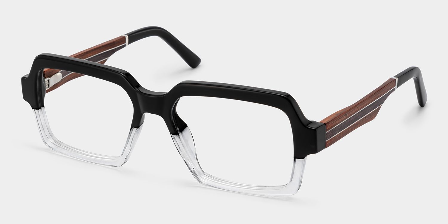 Jack Rectangle Black & Clear Frame Glasses | Zeelool